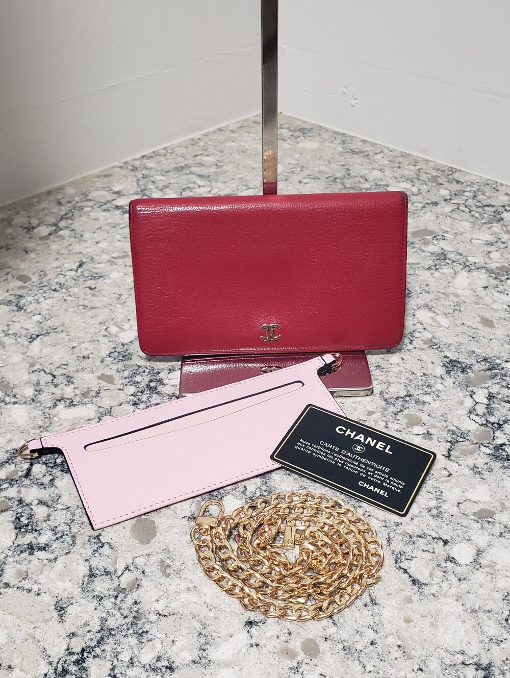 CHANEL Caviar Long Leather Wallet On Chain w/ Authenticity Card - Picture 6 of 16